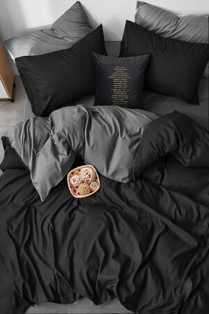 Fitted Sheets Duvet Cover Set Double Gray-black Blackgrey FLR5657 - İQON