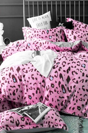 Fitted Sheets Duvet Cover Set Double Leopard Pink iqon067 - İQON
