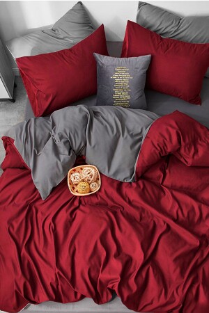 Fitted Sheets Duvet Cover Set Double Red FLR5657 - İQON