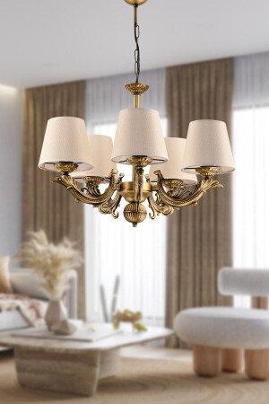 FIVE ARMED SAVA ZAMAK CHANDELIER WITH TOLD-TIME HAT DDBŞSVZMKAVŞPK - DEDE