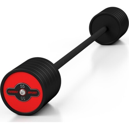 Fixed weight rubberized barbell Marbo Sport, 55kg, red - Marbo Sport