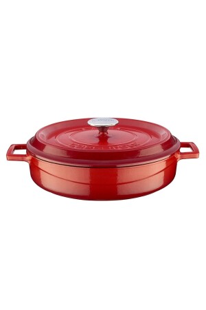 Flacher Topf aus Gusseisen, trendiger Deckel – Durchmesser 28 cm – Rot HOREBICA LV Y ST 28 K2 R - Lava