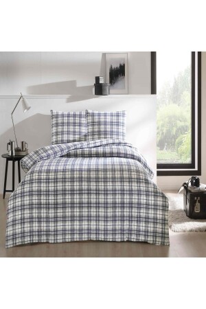 Flanell-Salbei-Bettbezug-Set für Doppelbett, Grau, 1000045065001 - Taç
