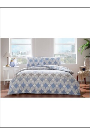 Flannel Duvet Cover Set Begona Blue Double Elastic 200 Cm X 220 Cm 3754-23 - Taç