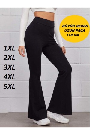 Flared Leg Diving Fabric Tights High Waist Trousers Large Size 2xl 3xl 4xl 5xl - Cicekhomedekor