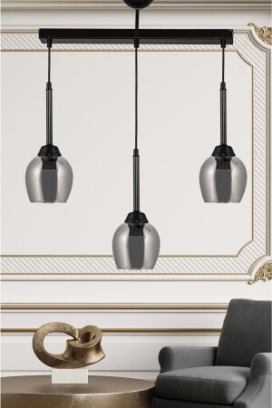 Flared Triple Pendant Lamp Chandelier with Black Smoked Glass DDCKÜÇSRKFC - DEDE