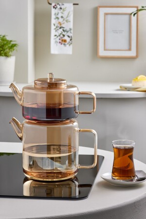 Flat Borosilicate Glass Teapot Amber - Karaca