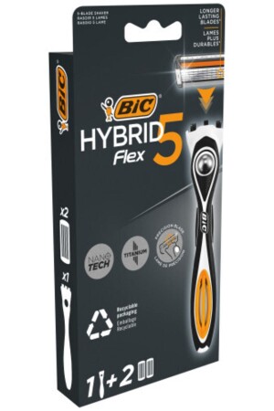 Flex 5 Hybrid Men's Razor 1 Handle 2 Heads (5 BLADES) - Bic