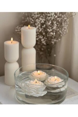 floating rose peony scented candles - water or normal use 3 pieces - Moneta