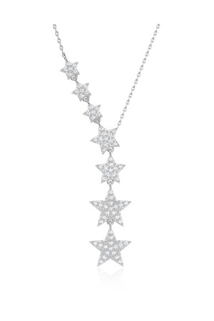 Floating Star White Silver Necklace KL1508 - Indigo Takı