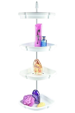 Floor to Ceiling Bathroom Corner Rack Shampoo Holder Soap Dish cns çlk 06 - CNS Plastik