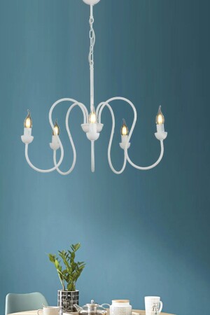 Flor 5-Piece White Youth Room - Living Room - Kitchen Chandelier 7000-104-05-WH - Apliqa