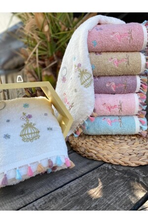Flora Flamingo Embroidered Towel 6 Pieces FLAMINGO EMBROIDERED TOWEL - begenal home