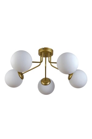 Flora Modern Design Wohnzimmer Küche Schlafzimmer Antikfarbe Weiß Glas 5-teiliger Kronleuchter TYC00777905116 - Modavize