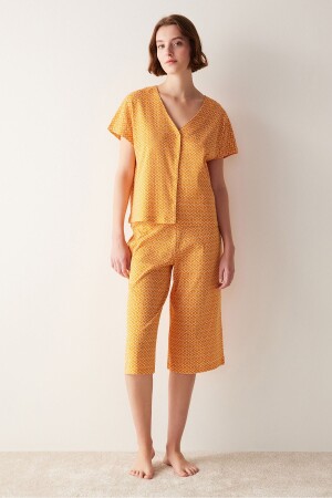 Flora Orange Sarı Kapri Pijama Takımı - Penti