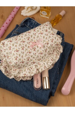 Floral and Frilly Makeup Bag Large Size - Aksesuar