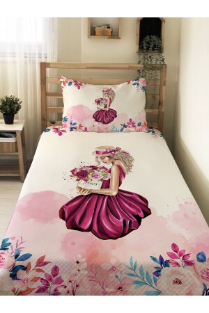 Floral and Women's Patterned Youth and Children Printed Single Pique Set 160x230 Colorful - Evmila