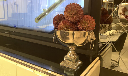 Floral Silver Decorative Bowl - 20194 - Cadde Yıldız