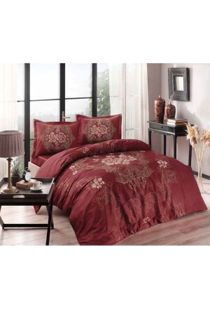 Florian Claret Red Double Cotton Satin Duvet Cover Set 60264176 - Taç