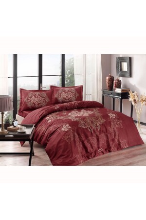 Florian Satin Double Duvet Cover Set Red 000001000037481001 - Taç