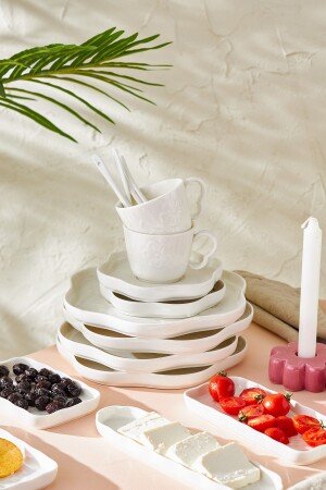 Florist 30 Piece Porcelain Breakfast Serving Set for 6 People - Emsan
