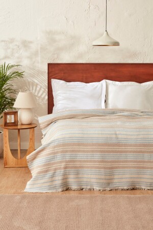 Flow Gestreifter Doppelwaffel-Hecht 200x230 cm Beige 200. 21. 01. 0765 - Karaca Home