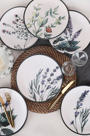 Flower Garden Serving Plate 25 Cm 6 Pieces - 18938-39-40-41-42-43 ST040406F022AMD3600MAS3T00 - Keramika