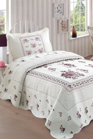 Flower Lilac Single Quilted Bedspread YÖTK25 - Örtüm