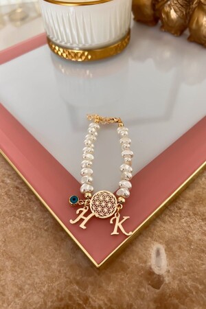 Flower of Life Bracelet with Personalized Pearls and Selectable Letters - Trendy Butik