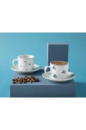 Flower Touch Porcelain Set of 2 Coffee Cups 80 Ml Dark Blue 10035832 - English Home