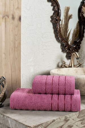 Fluffy 2-Piece Bath Towel Set Plum FLUFFY2BS - TABEA HOME