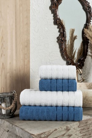 MNZ-Fluffy 4 قطع حمام منشفة مجموعة FLUFFYBS - TABEA HOME