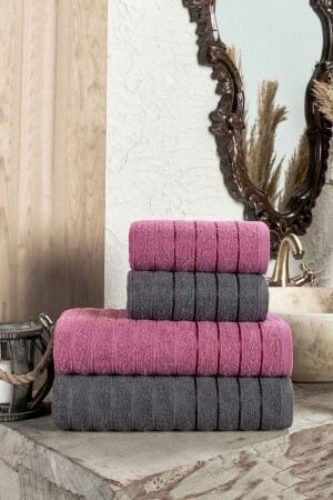 MNZ-Fluffy 4 قطع حمام منشفة مجموعة FLUFFYBS - TABEA HOME