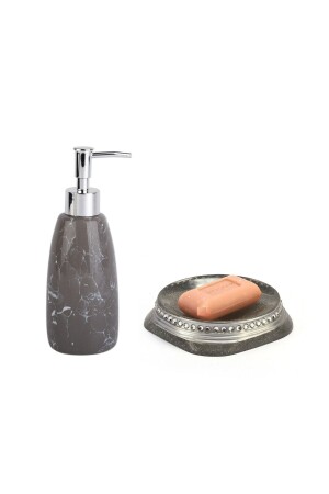 Flüssigseifenspender und Seifenschale für 2 Badezimmer, Stoned Silver ZBOSP-C301 - Sia