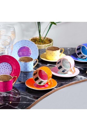 Fnc-07 6 ​​Cup 90 Cc Polka Dot Mixed KOS767 - Kosova Züccaciye