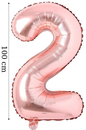 Foil Balloon 2 Number Helium Balloon 100 Cm Rose Color - 2 Year Old Balloon - 2 Year Old Balloon - 2 Number Balloon - Onay Store