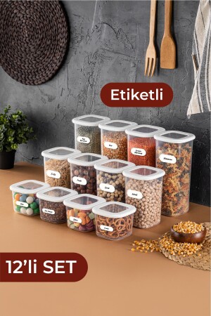 Foil Labeled Square Food Storage Container Set of 12 4x(0.55 LITER, 1.2 LITER, 1.75 LITER) BNM12LI - Vienev