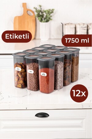 Foil Labeled Square Food Storage Container Set of 12 Large Size 1.75 Liter BNM12LI - Vienev
