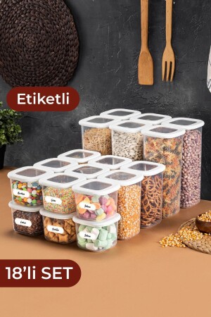 Foil Labeled Square Food Storage Container Set of 18 6x(0.55 LITER, 1.2 LITER, 1.75 LITER) BNM18LI - Vienev