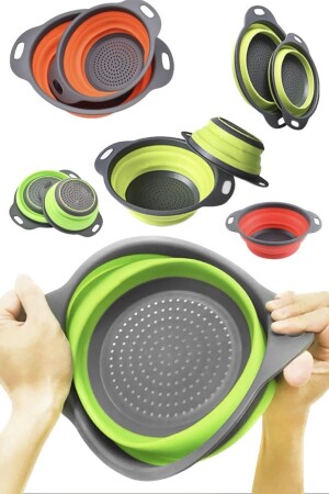 Foldable Silicone Colander Fruit Strainer Round Vegetable Basket Vegetable Washing Basket Dish Strainer p238c - Utelips