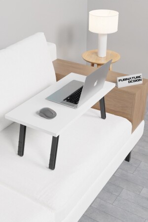 Folding Laptop Desk Study Bed Breakfast Table 60x30 Cm - White PRA-5135369-8920 - CMKStore