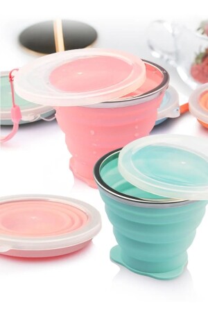 Folding Silicone Cup with Lid Scouting Travel Journey Camping Picnic Baby Food Cup - Janva