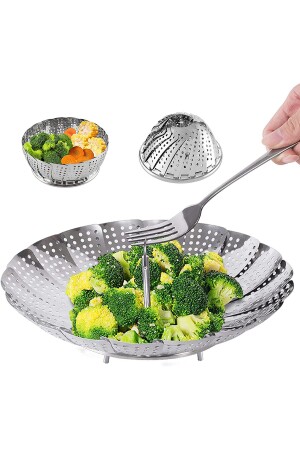Folding Steamed Vegetable Cooker Boiler Boiling Basket Apparatus Stainless Steel Steamer - Mezigarc