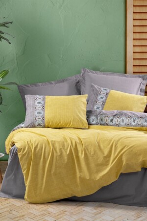 Folk Art Double Duvet Cover Set Aponi Gray 1745p - Cotton Box