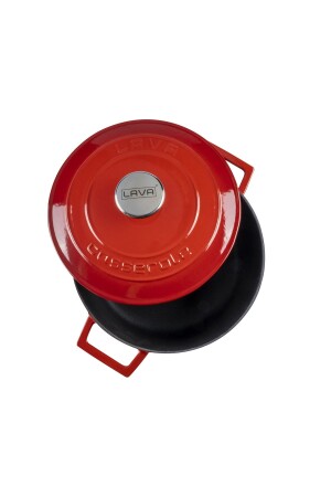 Folk Kapak Yuvarlak Döküm Demir Tencere 24 Cm Kırmızı 2016ST023123228554106 - Lava