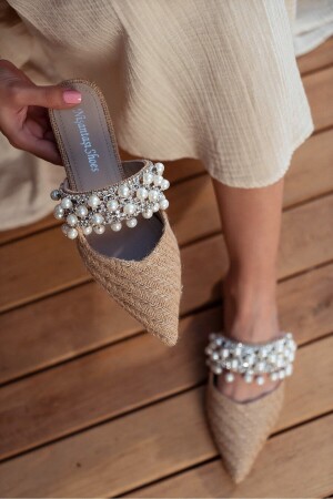 Fomax Hasır Incili Kadın Terlik - Nişantaşi Shoes