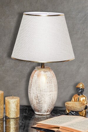 Fonce Handmade Seramik Abajur Krem Gold Srmk-53 TM167 - hmydesign