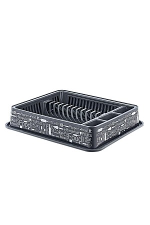 Food Patterned Dish Rack Plate Rack Cutlery Rack 50x42cm Dish Basket with Six Special Trays - Abnturk