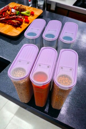 Food Pulses Storage Container Pantry Box Set of 6 Luxury Stylish Box 12 Pcs Lilac rt147iş - SWENCRAFT