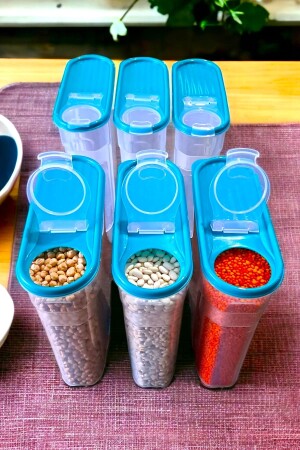 Food Pulses Storage Container Pantry Box Set of 6 Luxury Stylish Box (3.5 Liters) Dowry Set 12 Pieces Blue rt147iş45881158955 - SWENCRAFT